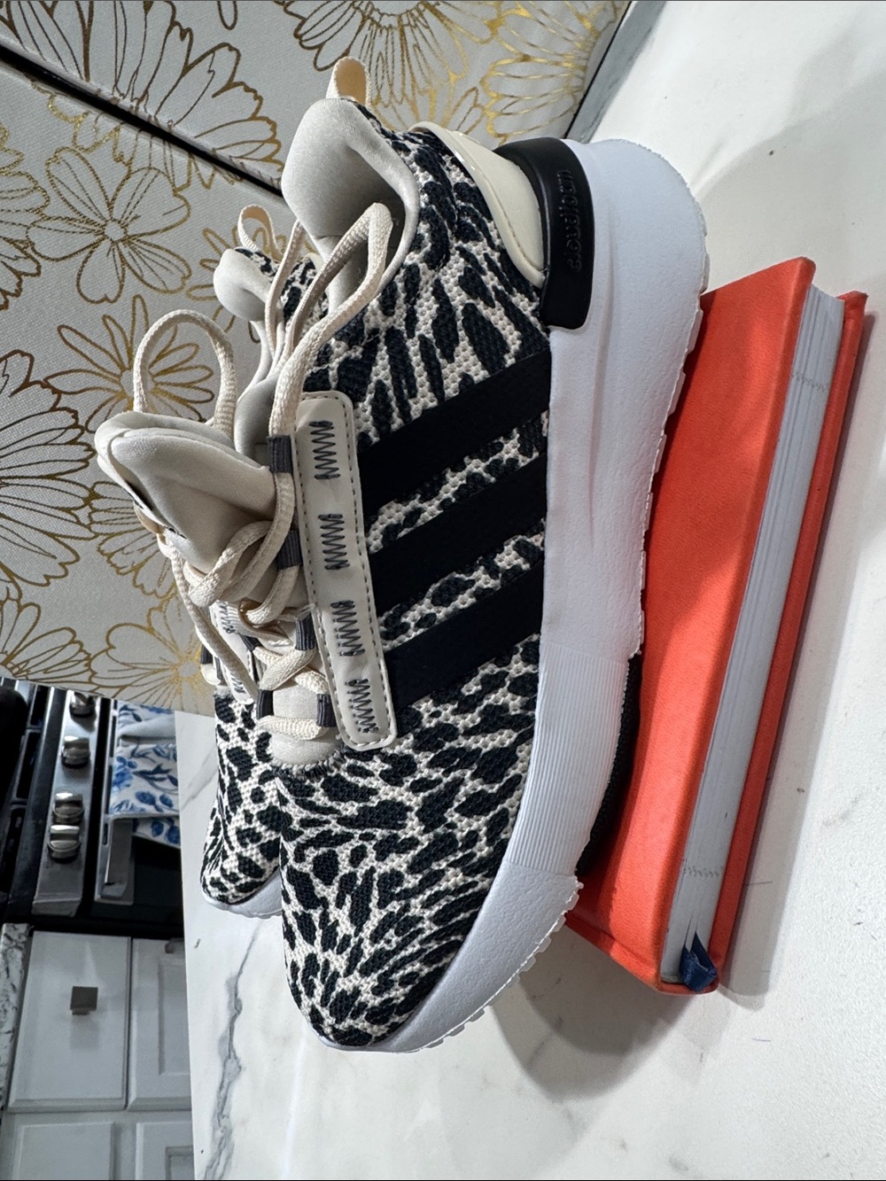 adidas Leopard-Print Cloudfoam Sneakers - Black & Cream